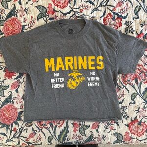 Gray Marines Graphic Crop Top